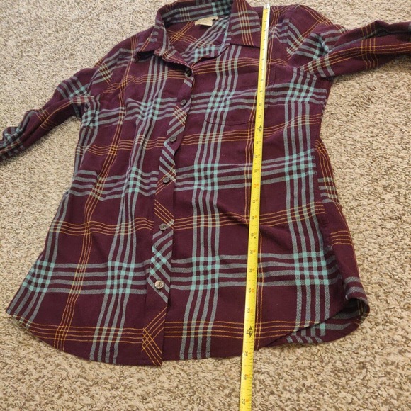 Lucky Brand Women's Button-up Shirt Maroon Plaid Long Sleeve Size S. - Picture 4 of 6